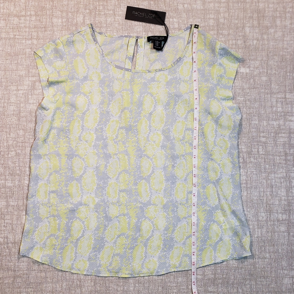 NWT Rachel Zoe Snake Skin Print Yellow and Grey Blouse Top Size XL - Picture 5 of 8